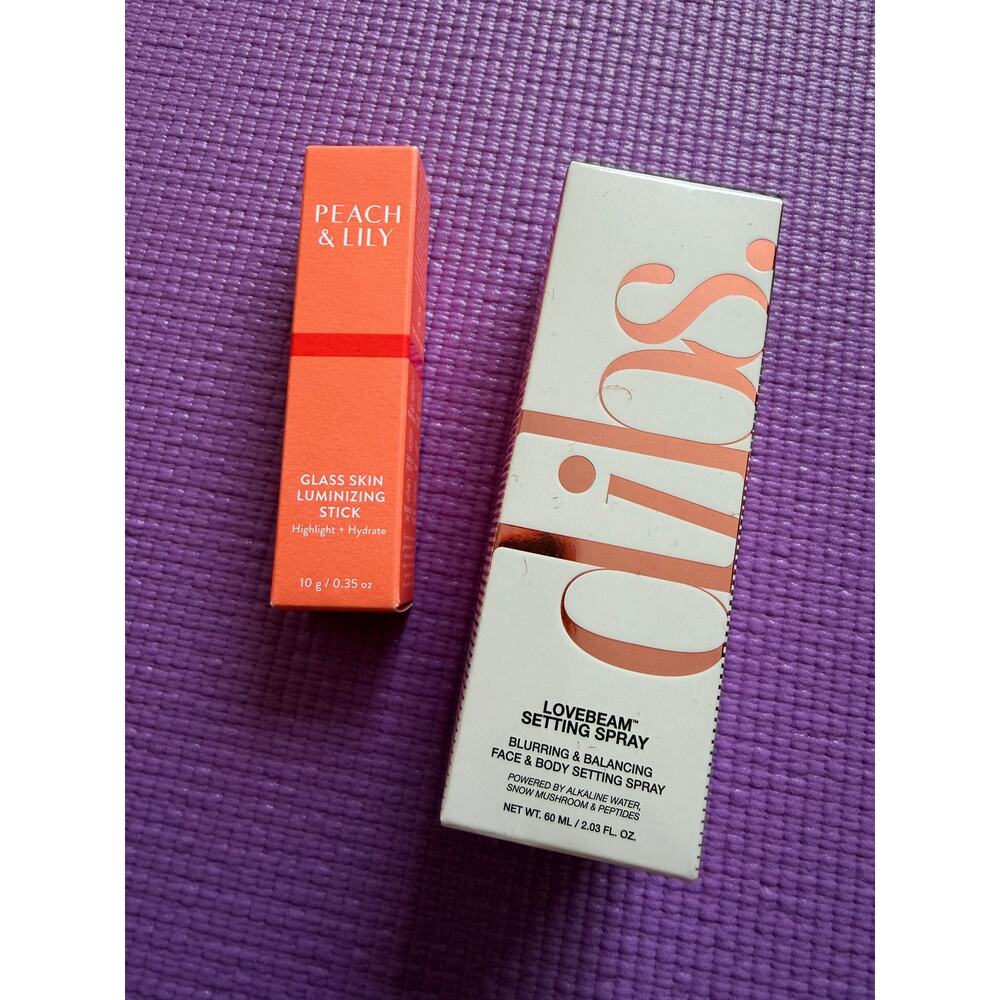 New Makeup Lot PEACH & LILY Glass Skin STICK & DIBS Setting Spray Bundle